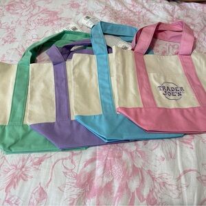 💜 Trader Joe’s Pastel Canvas Mini Tote Bag - Purple